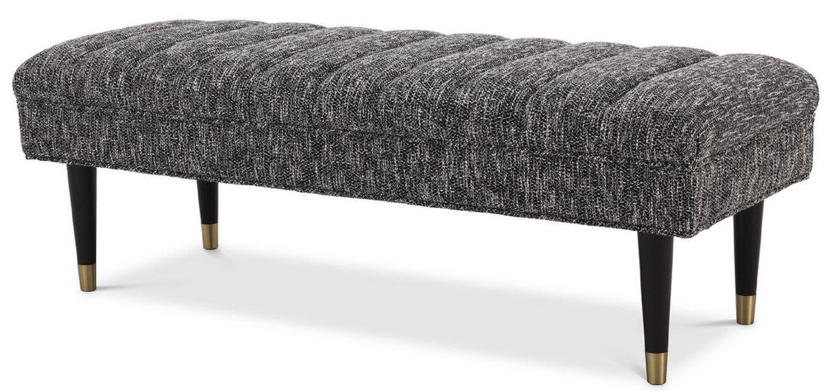 Casa Padrino banco de lujo negro / lat¨®n 134 x 50 x A. 45 cm - Banco tapizado de madera maciza - Muebles de Sala de Estar - Muebles de Hotel - Colecci¨®n de Lujo