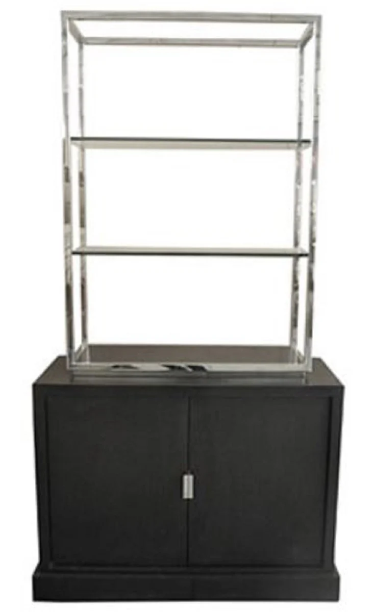 Casa Padrino gabinete de sala de estar negro / plata 109 x 42 x H. 201 cm - Muebles de Sala de Estar de Lujo