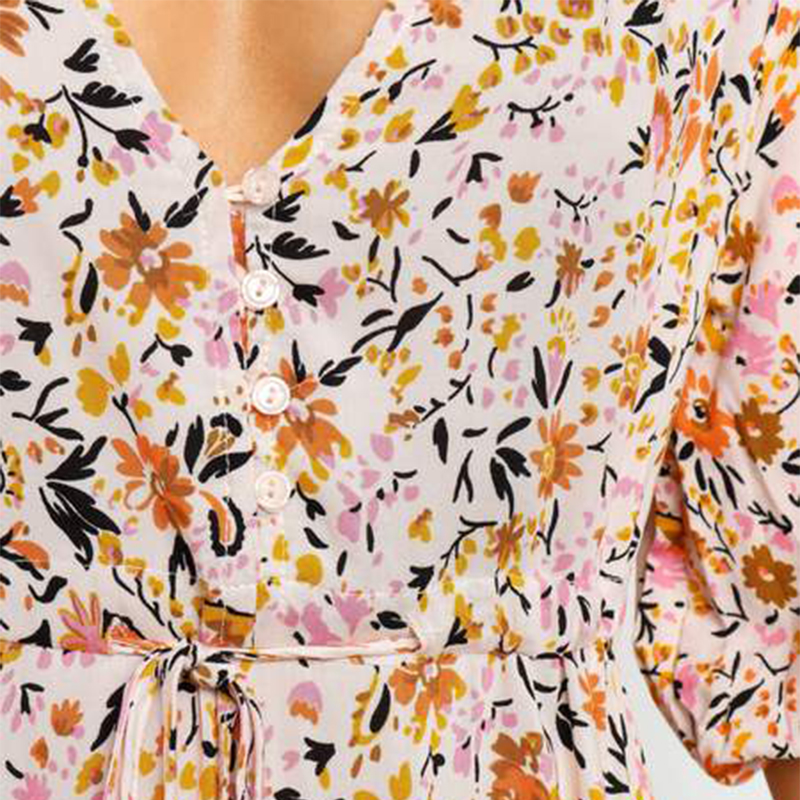 Pleated Floral Print Maxi Dress