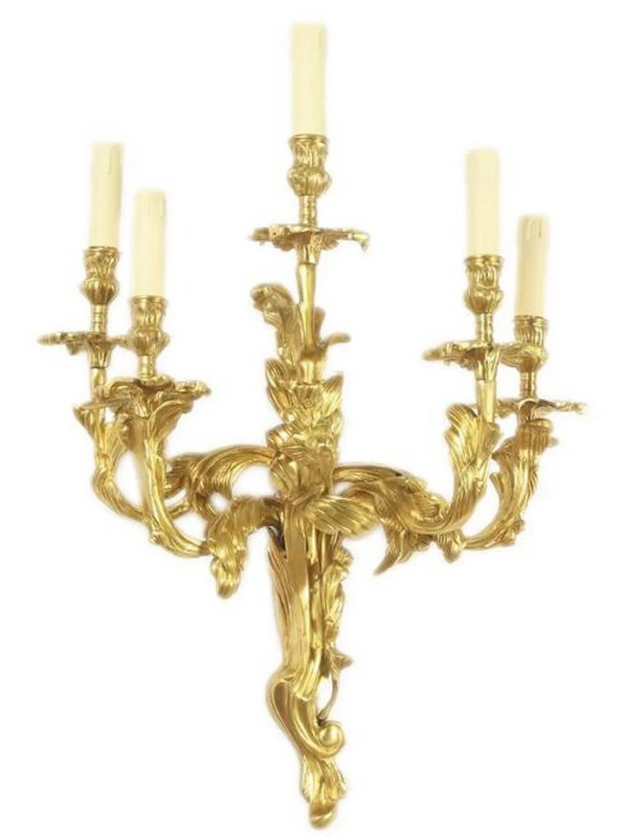 Casa Padrino conjunto de candelabro de pared barroco oro 45 x 25 x H. 70 cm - Magn¨ªfico Candelabros de Pared de Bronce Dorado - Decoraci¨®n de Pared Barroco