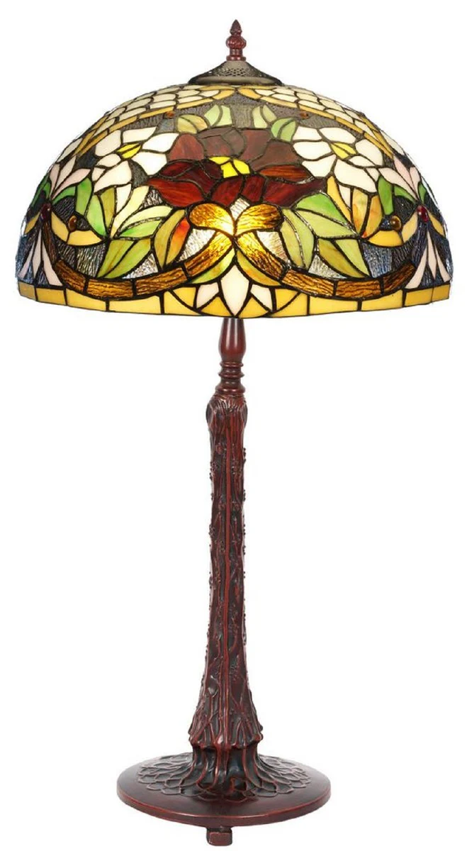 Casa Padrino lámpara de mesa Tiffany de lujo multicolor Ø 50 x A. 72 cm - Lámpara de escritorio Tiffany - Lámpara de decoración de sala de estar - Luces Tiffany de lujo