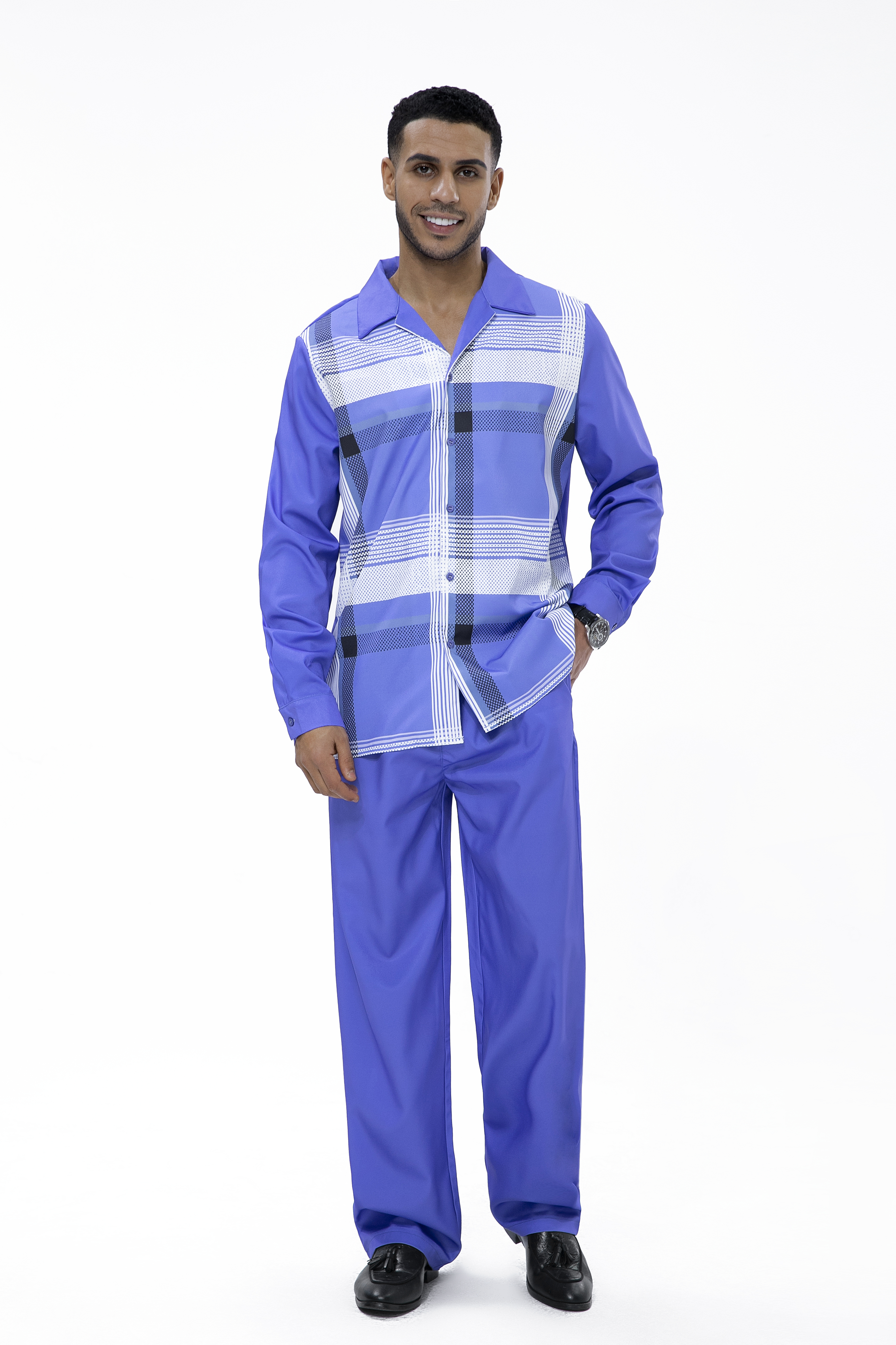 Suitmens Purple Long Sleeve Trouser Line Two-Piece Walking Suit