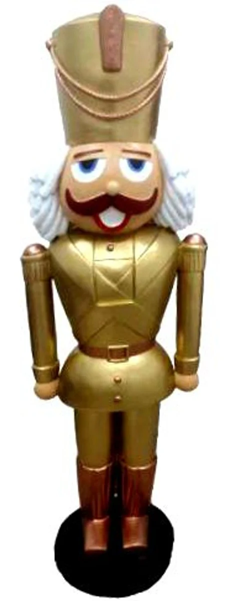 Casa Padrino Deko XXL escultura cascanueces dorado con uniforme tamaño natural 180 cm - Navidad Decoración navideña decoración de grandes almacenes