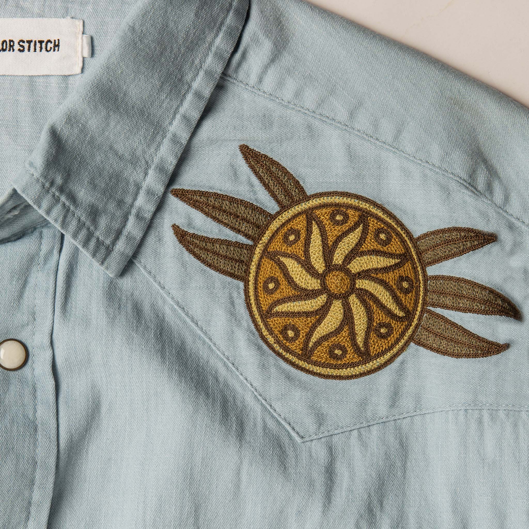 The Embroidered Western Shirt in Washed Selvage
