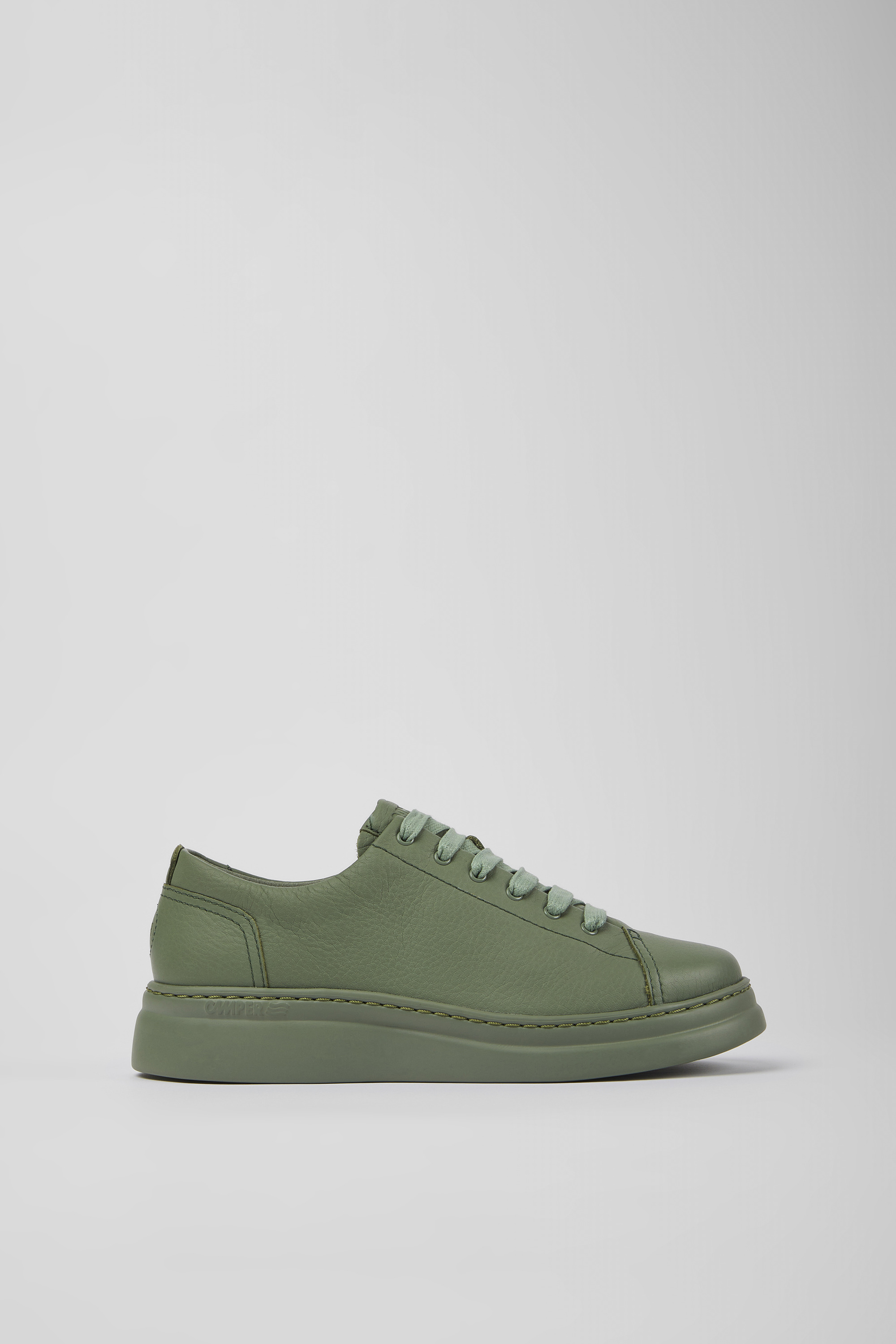 Runner Up - Green leather sneakers for women