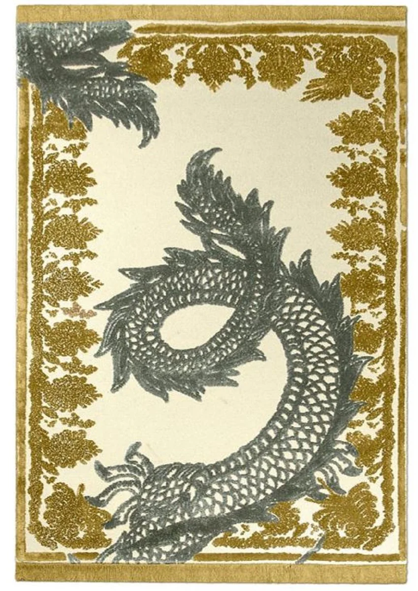 Casa Padrino alfombra de lana de lujo multicolor 200 x 300 cm - Alfombra de diseño rectangular - Alfombra de salón de lana tufting a mano - Calidad de Lujo