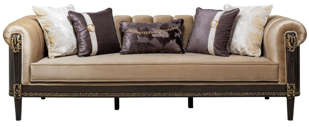 Casa Padrino conjunto de muebles de sal¨®n barrocos de lujo marr¨®n claro / crema / marr¨®n oscuro / oro