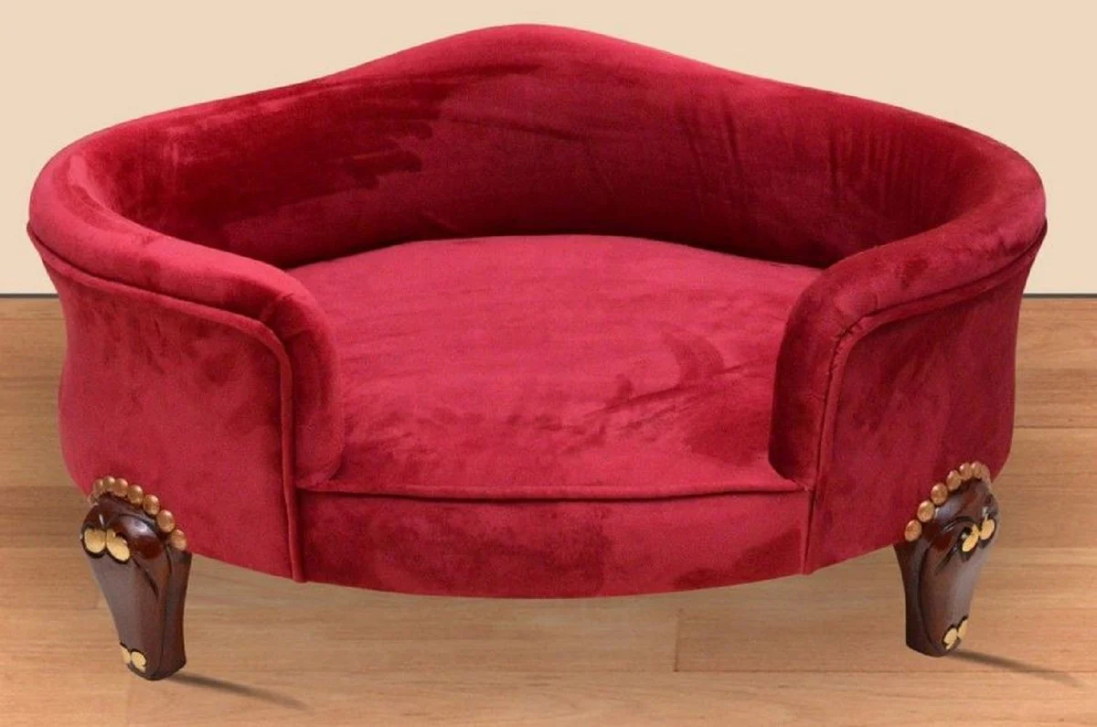 Casa Padrino cama para perros barroco rojo burdeos real / marrón / oro - Muebles barrocos para perros - Muebles barrocos para mascotas - Muebles para mascotas de estilo barroco