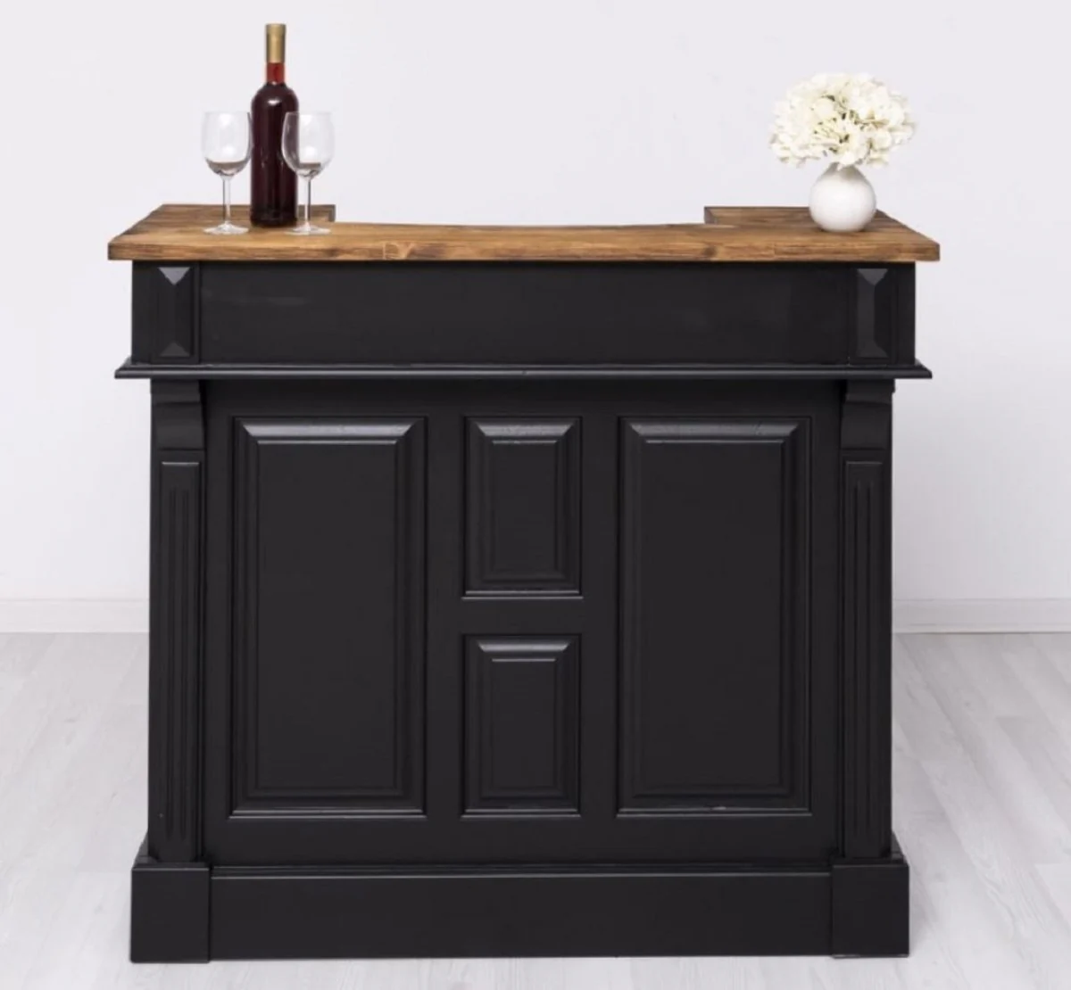 Casa Padrino barra de bar de estilo campestre negro / marr¨®n 120 cm - Mueble bar