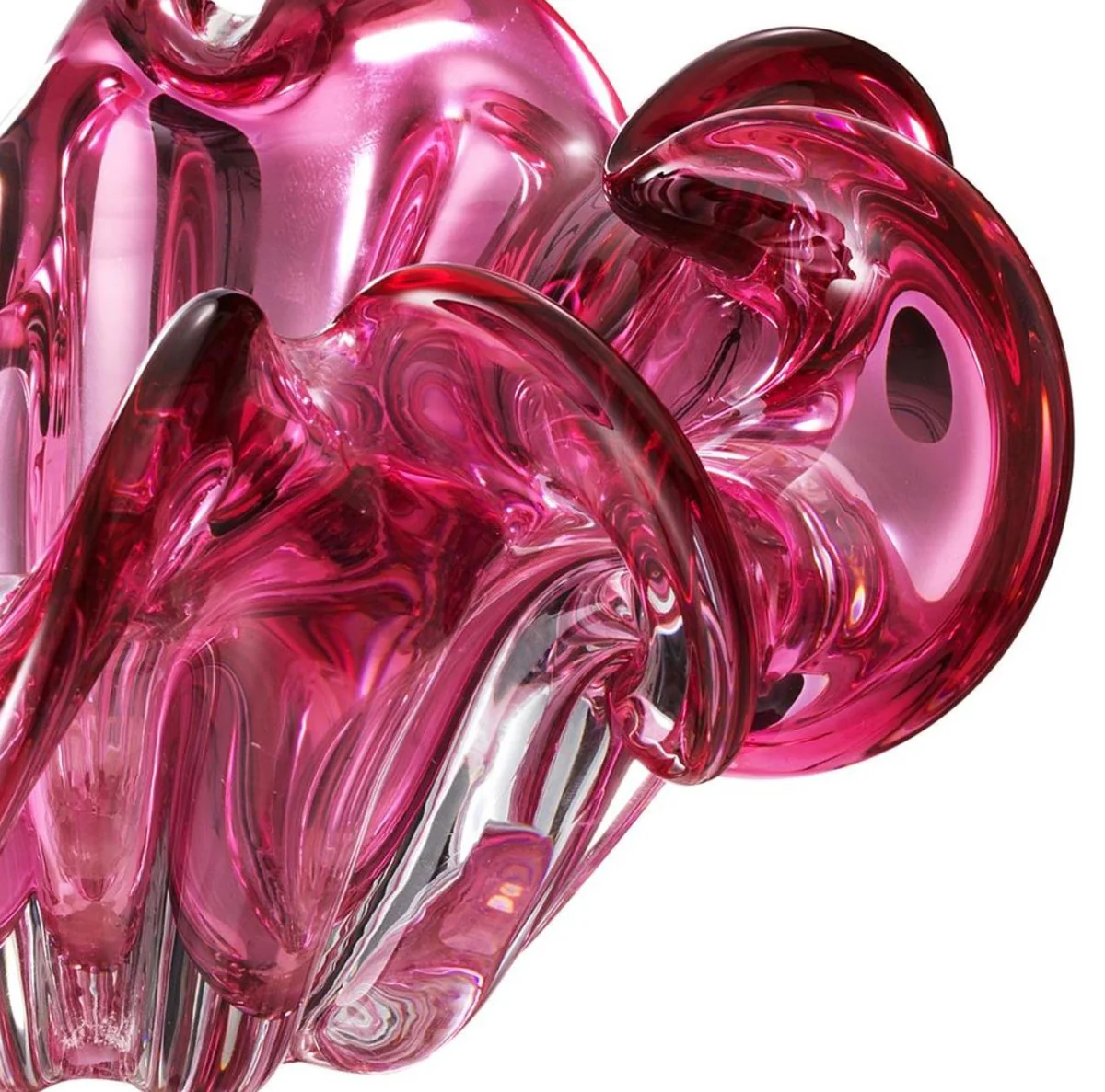 Casa Padrino tazón decorativo hecho de vidrio soplado a la boca rosa Ø 21 x H. 10 cm - Accesorios de Decoración de Lujo