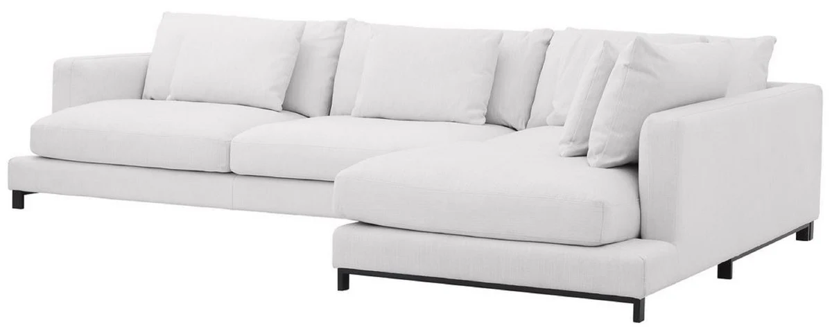 Casa Padrino sof¨¢ esquinero de lujo blanco / negro 320 x 200 x A. 64 cm - Noble sof¨¢ de sal¨®n con cojines - Muebles de Lujo - Calidad de Lujo