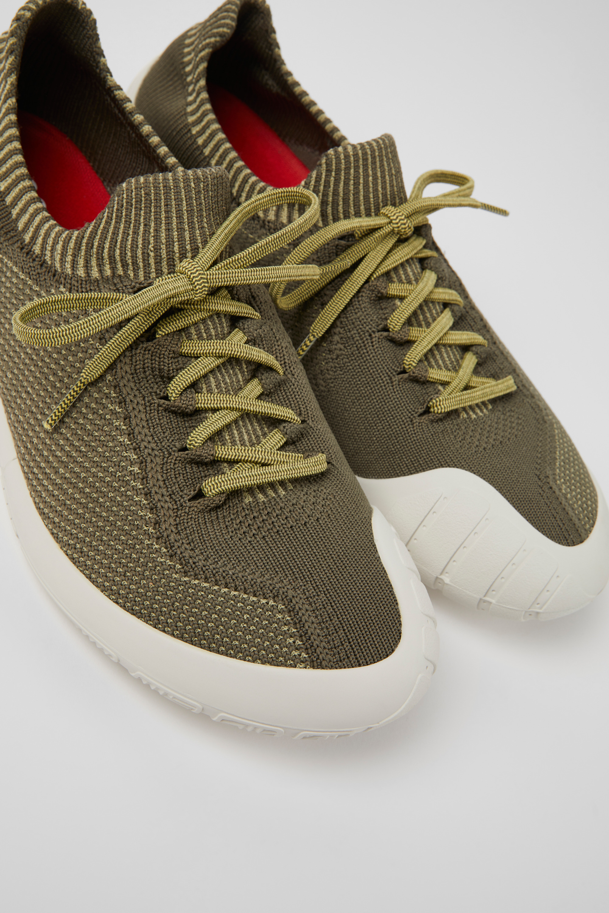 Path - Green and yellow textile sneakers for men