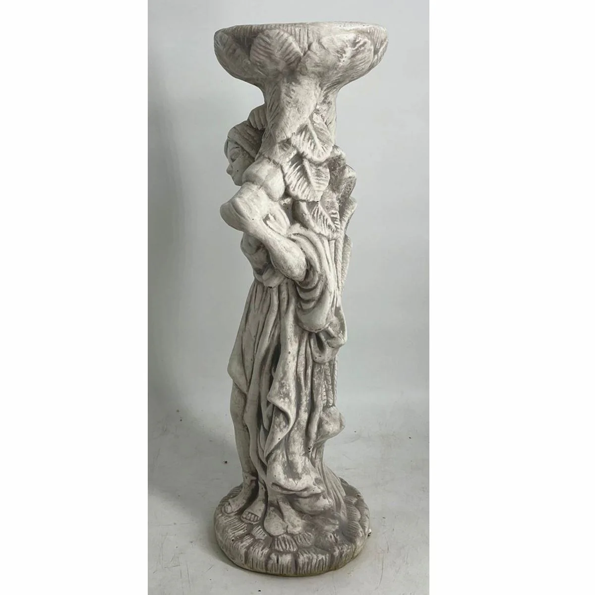 Casa Padrino escultura de decoraci¨®n de jard¨ªn Art Nouveau de hormig¨®n mujer con maceta gris A. 60 cm