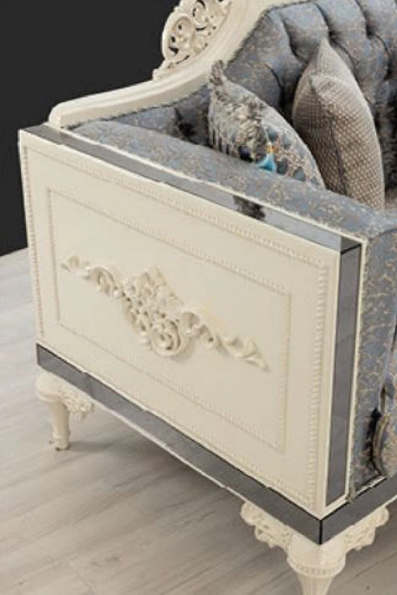 Casa Padrino sof¨¢ barroco de lujo gris / beige / blanco - Magn¨ªfico sof¨¢ de sal¨®n con cojines decorativos - Muebles de sal¨®n barrocos