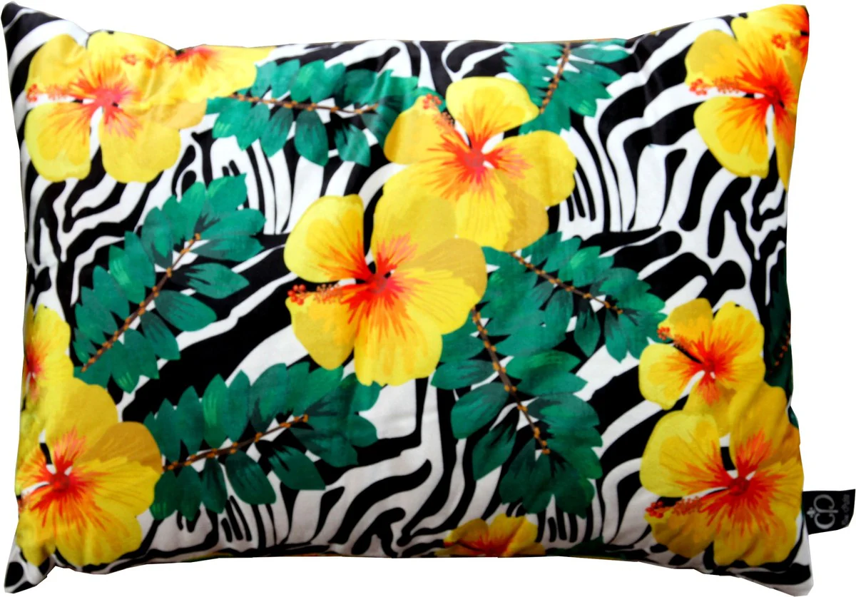 Coj¨ªn decorativo de lujo Casa Padrino Florida Flowers Multicolor 35 x 55 cm - Tejido de terciopelo m¨¢s fino - Coj¨ªn decorativo para sala de estar