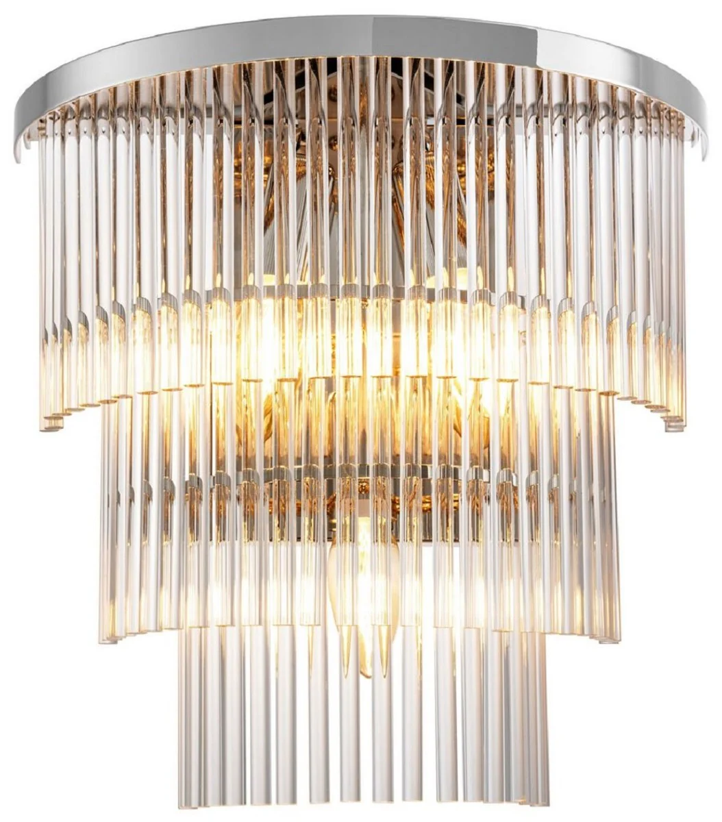 Casa Padrino lámpara de pared de lujo plata 33 x 17 x A. 32,5 cm - Lámpara de pared de salón - Lámpara de pared de hotel - Colección de Lujo