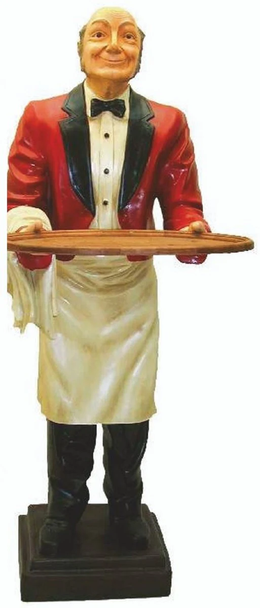 Casa Padrino escultura decorativa XXL de lujo mayordomo multicolor A. 180 cm - Figura decorativa de camarero XXL - Accesorios decorativos para restauraci¨®n y gastronom¨ªa