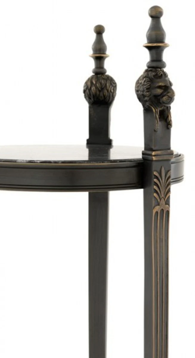 Casa Padrino luxury baroque round side table with marble top Solid Gunmetal Bronze 71 x 25 cm - Table