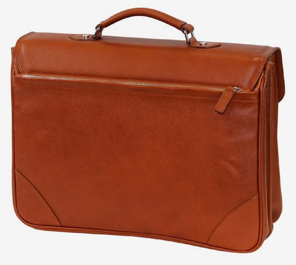 Casa Padrino malet¨ªn de cuero aut¨¦ntico de lujo marron / plata 42 x 16 x A. 29 cm - Malet¨ªn para port¨¢til de hombre hecho de cuero de alta calidad - Accesorios de Lujo para Hombre