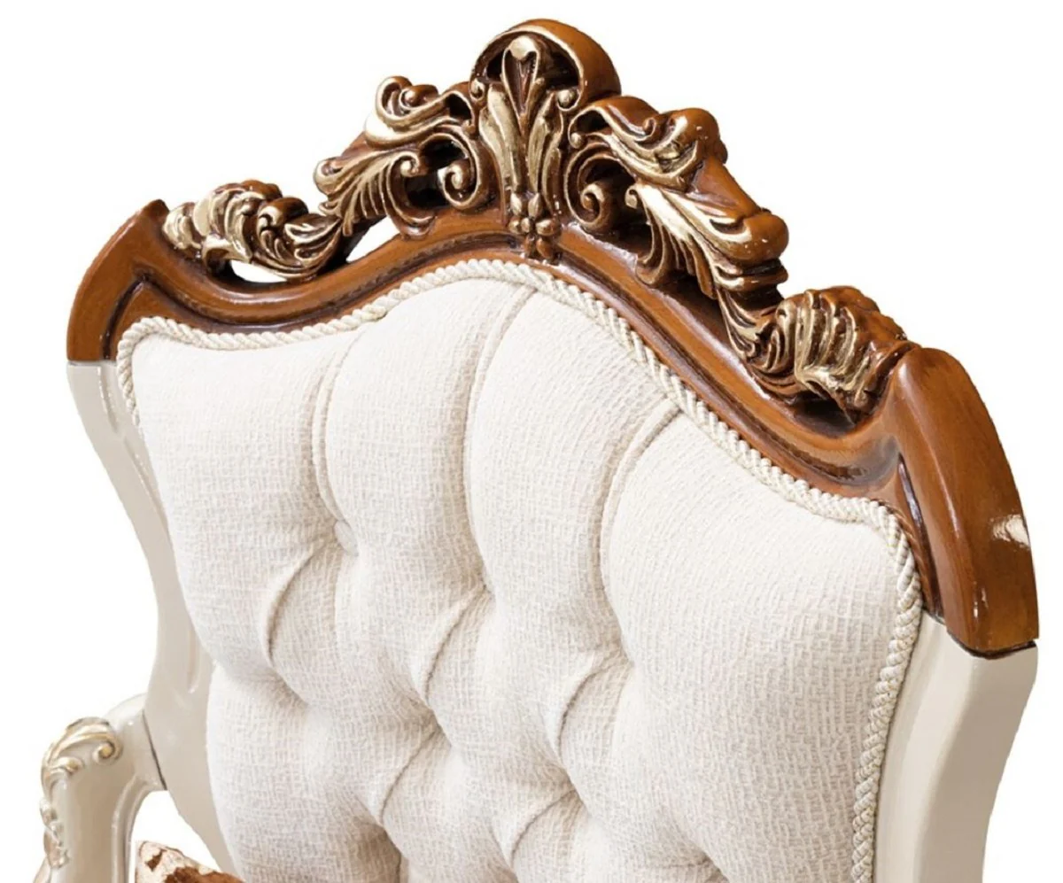 Casa Padrino conjunto de sala de estar barroco de lujo beige / gris / marr¨®n / oro - 2 Sof¨¢s y 2 Sillones y 1 Mesa de Centro - Muebles de sal¨®n hechos a mano estilo barroco