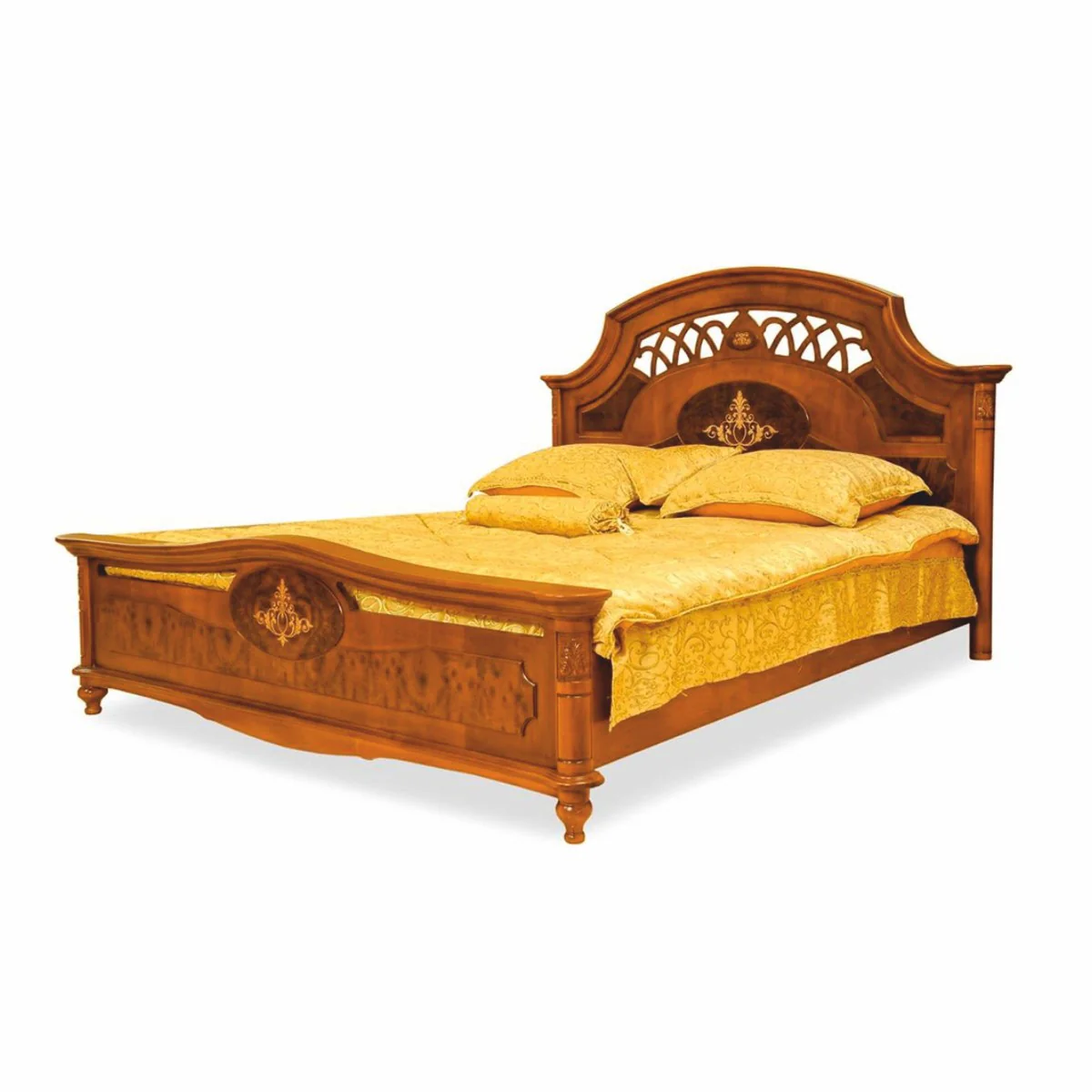 Casa Padrino cama doble barroco de lujo de madera maciza marr¨®n / marr¨®n oscuro - Muebles de dormitorio barrocos