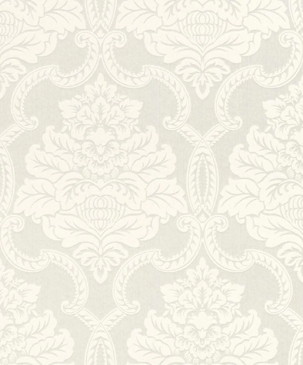 Casa Padrino papel pintado textil barroco blanco 10,05 x 0,53 m - Papel Pintado Barroco - Accesorios Decorativos