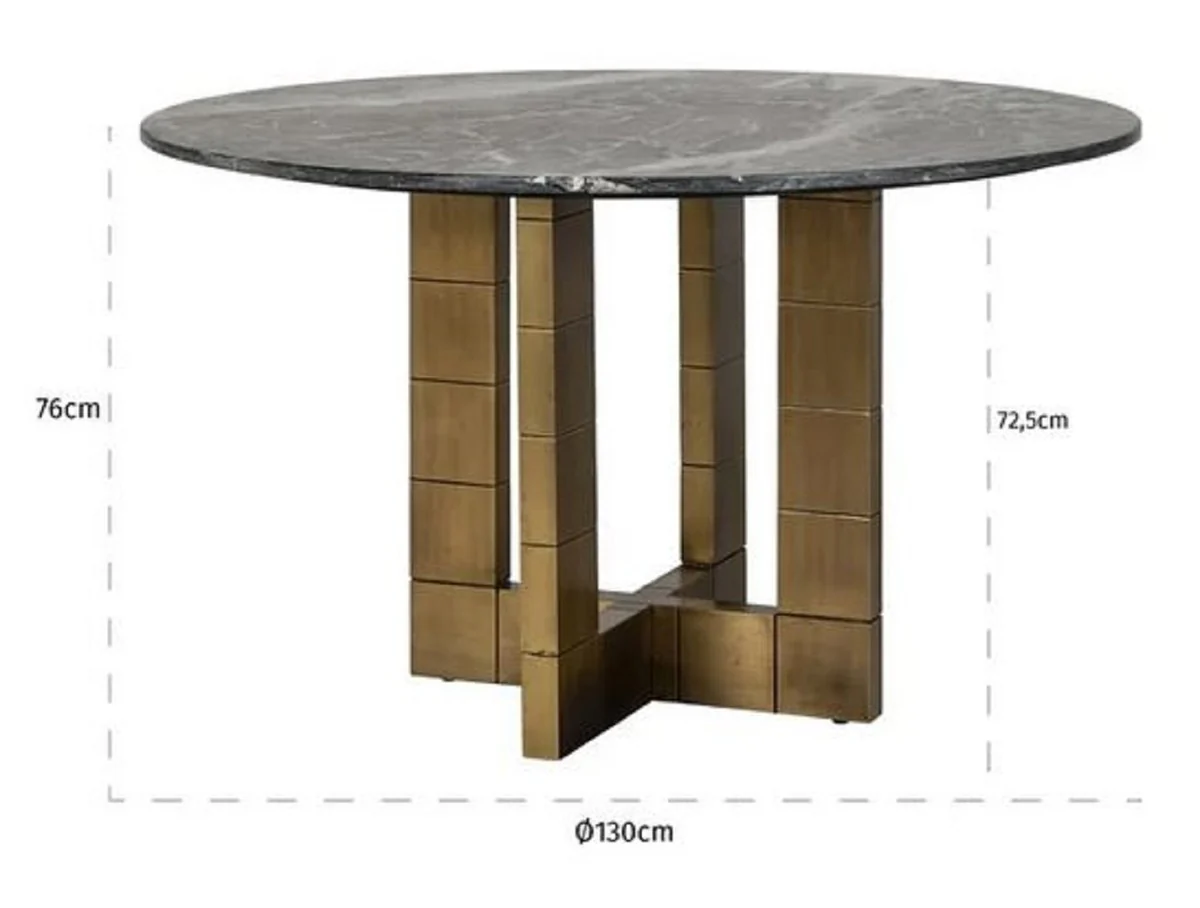 Casa Padrino mesa de comedor de lujo negro / oro ? 130 x A. 76 cm - Mesa de cocina redonda con tapa de m¨¢rmol - Muebles de comedor - Muebles de lujo