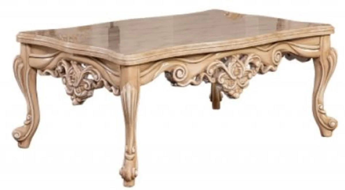 Casa Padrino mesa de centro barroco de lujo natural - Magn¨ªfica mesa de sal¨®n de madera maciza en estilo barroco - Muebles de sal¨®n barrocos - Noble y Magn¨ªfico