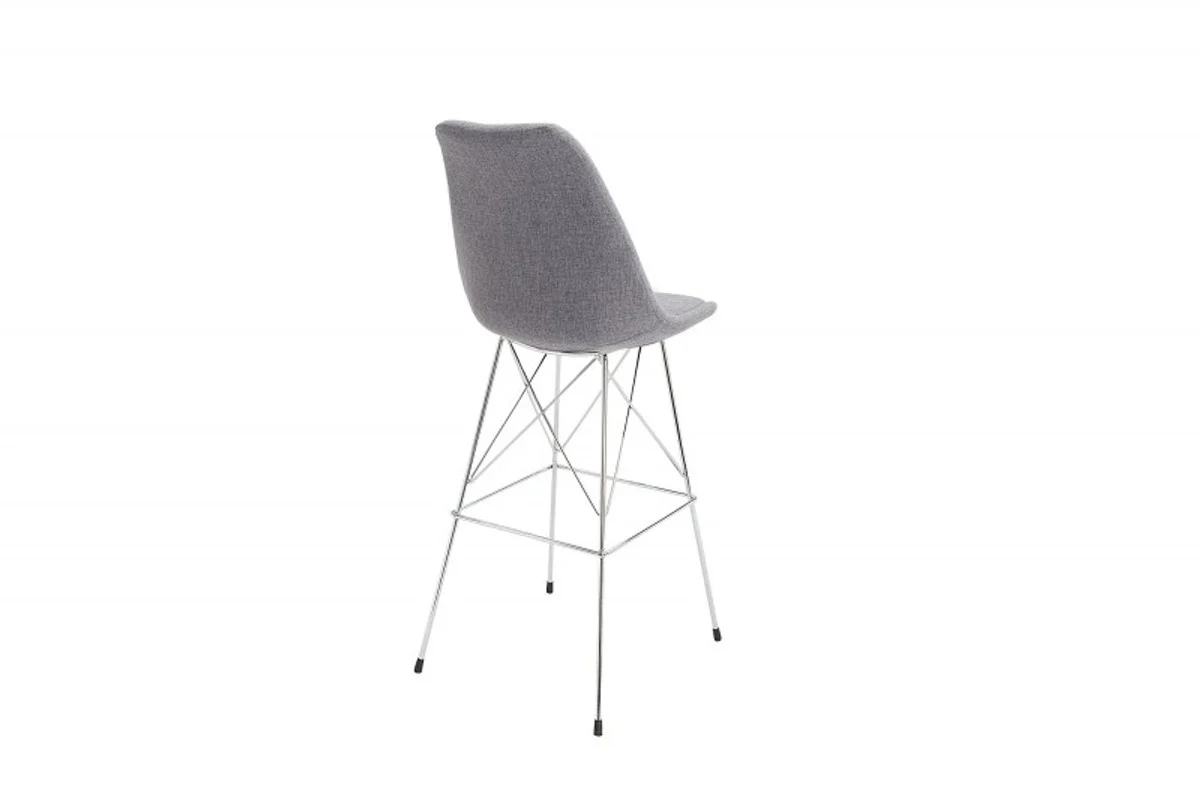 Casa Padrino Designer Bar Silla Retro Gris 49 x 50 x H. 119 cm - Taburete de bar con respaldo