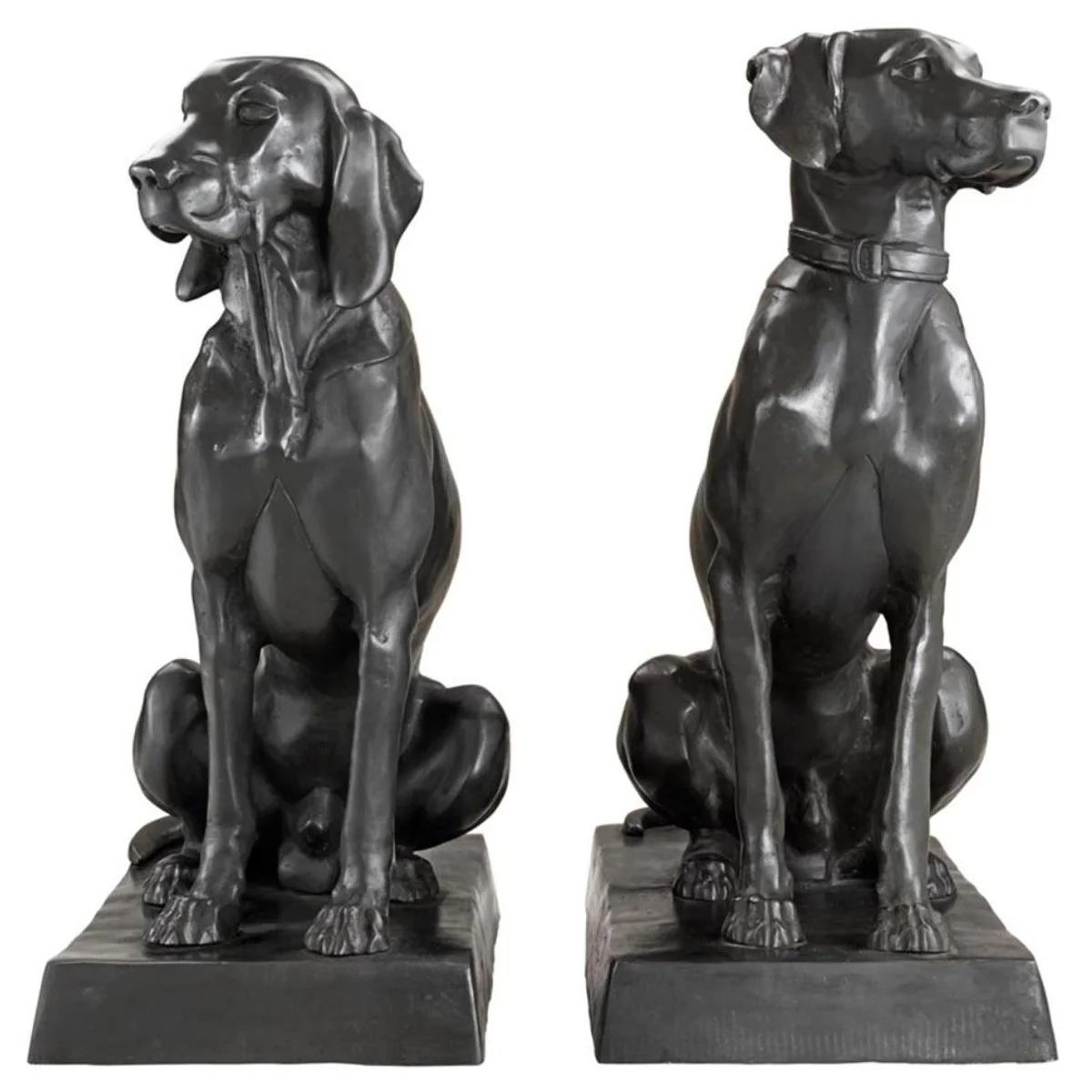 Figuras de bronce de lujo Casa Padrino juego de 2 perros 32 x 60 x H. 73 cm - Edición limitada