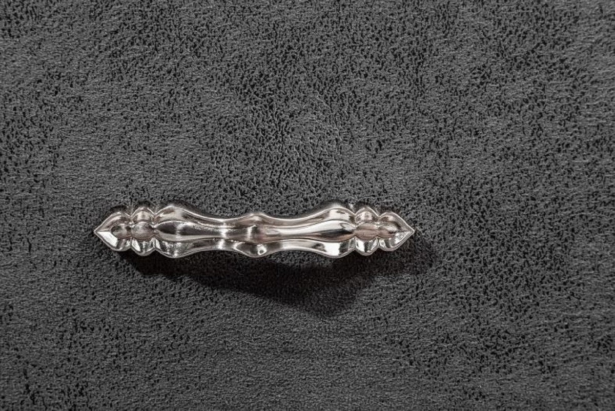 Casa Padrino Mesita de Noche Art Deco con Caj¨®n y Tapa de Vidrio Gris Antiguo / Plata 47 x 41 x H. 45 cm - Muebles de Dormitorio