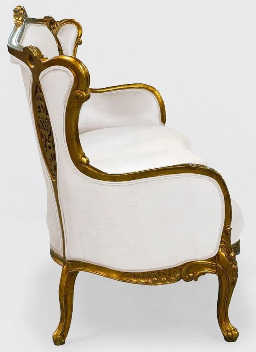 Casa Padrino sof¨¢ barroco de lujo blanco / oro - Magn¨ªfico sof¨¢ de sala de estar de estilo barroco - Muebles de Sal¨®n y Hoteles Barrocos - Noble y Magn¨ªfico