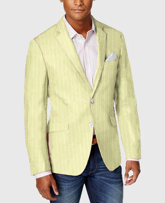 OK Elegant Vertical Stripe Notch Lapel Two Button Blazer