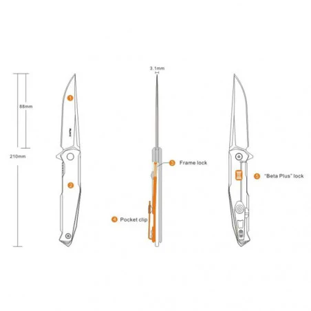 Ruike P108-SF acero inoxidable – Navaja plegable de bolsillo