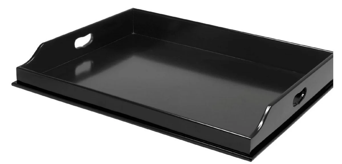 Casa Padrino bandeja de servir de lujo con soporte negro 77 x 59,5 x Altura 81,5 cm - Bandeja de Caoba Extra¨ªble y Abatible - Accesorios de Lujo