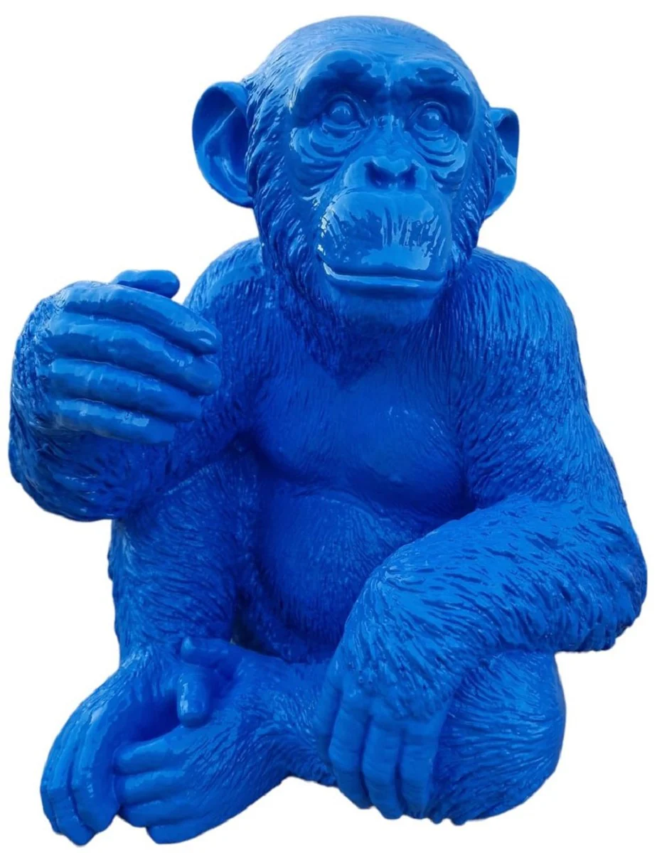 Casa Padrino figura decorativa de dise?o de lujo mono azul 45 x 39 x A. 55 cm - Figura decorativa de sal¨®n - Figura decorativa de lujo - Figura decorativa de dise?o