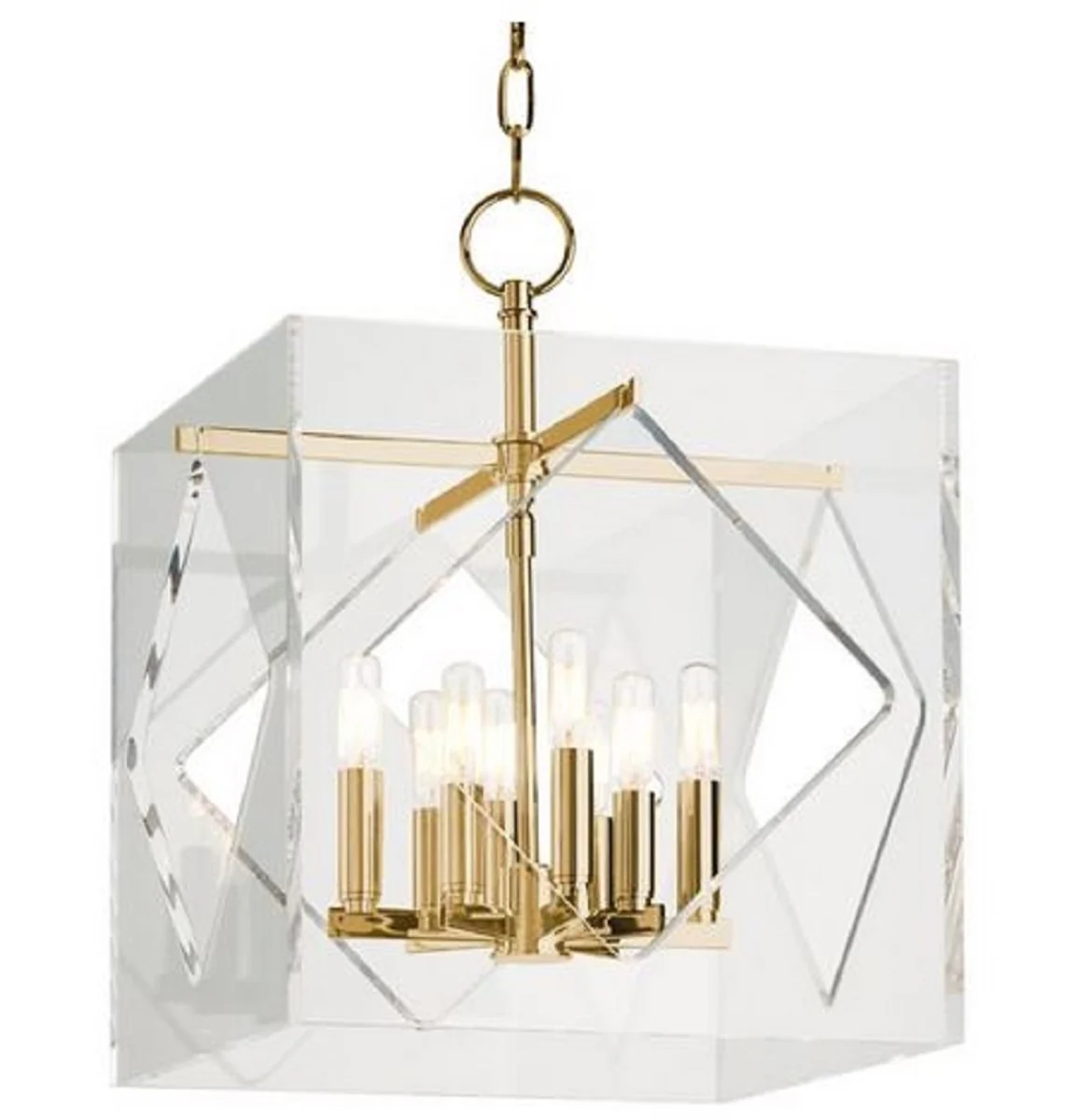 Casa Padrino lámpara colgante de lujo latón antiguo 40,7 x 40,7 x H. 54,6 cm - Lámpara Colgante en Forma de Cubo