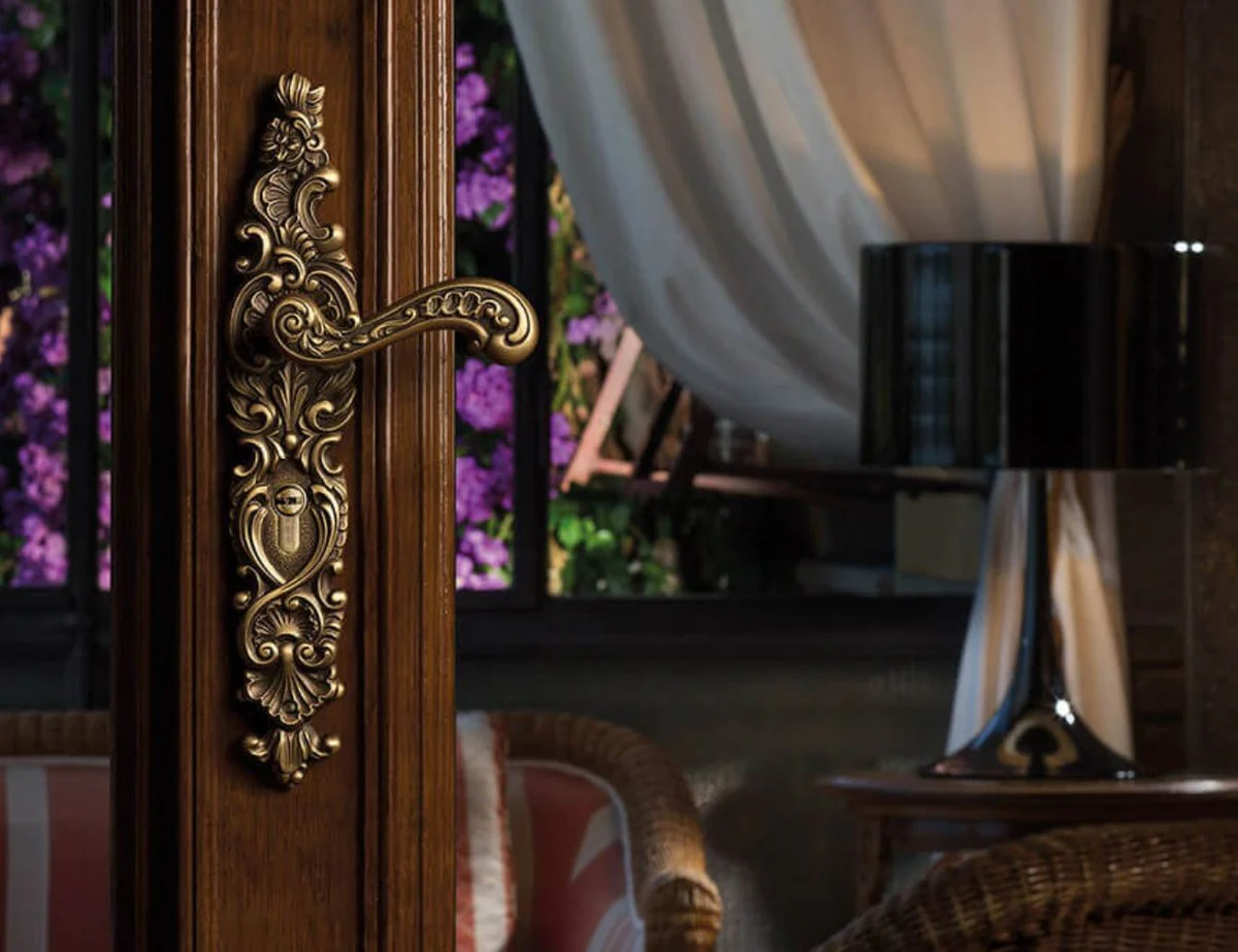 Casa Padrino conjunto de manija de puerta barroco lat¨®n patinado 14,5 x H. 35 cm - Muebles Barrocos