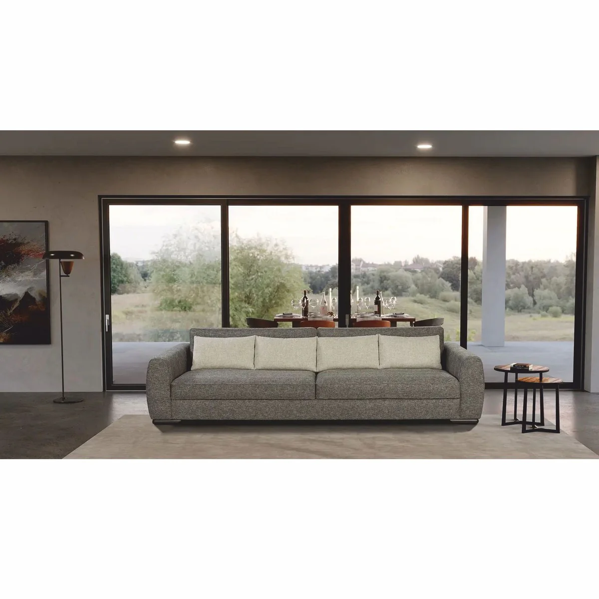 Casa Padrino Sof¨¢ de Lujo Gris / Negro 337 cm - Muebles de Lujo para Sala de Estar y Hotel