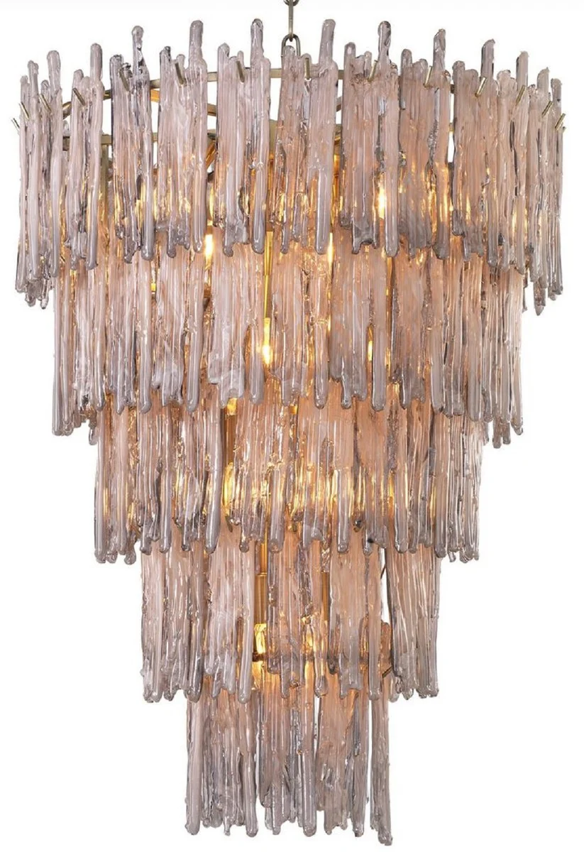 Casa Padrino lámpara de araña de lujo gris / latón Ø 58 x A. 76 cm - Lámpara de araña de hotel y restaurante noble - Muebles de Lujo