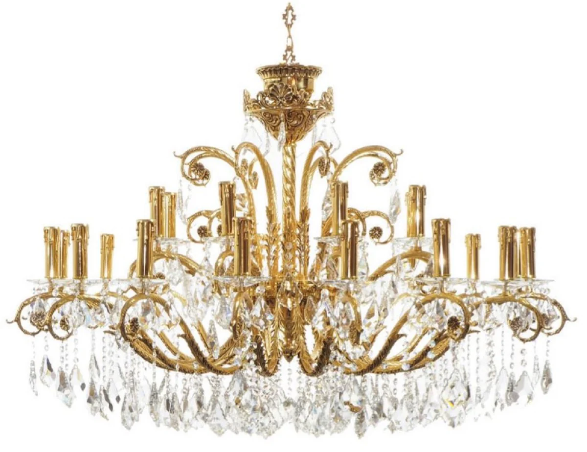 Casa Padrino araña de luces barroco de lujo oro Ø 120 x A. 65 cm - Magnífica lámpara de araña de latón con cristal fino - Luces Barrocos