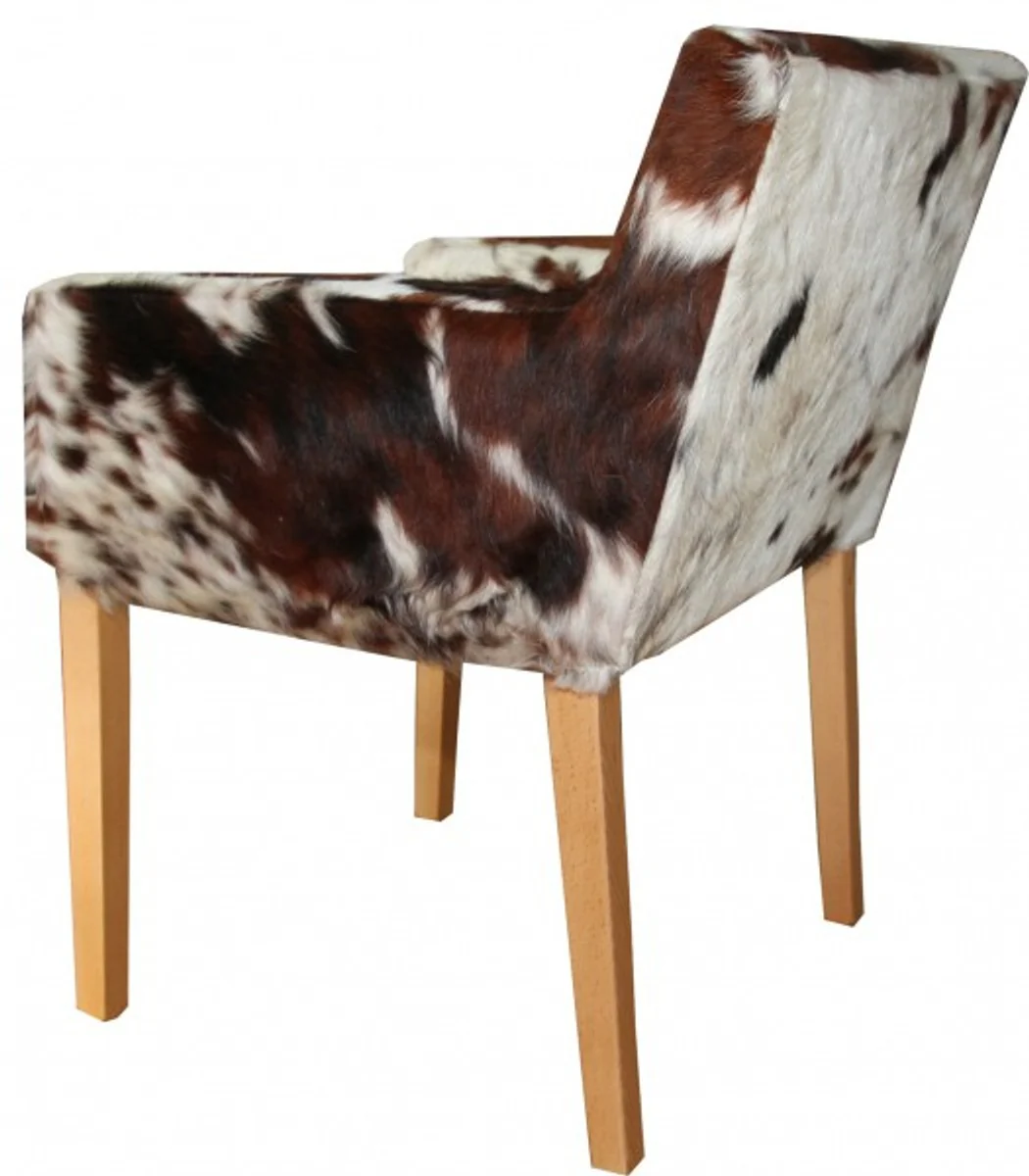 Casa Padrino designer eat room chair with armrests modef 35 Cowhide - Hotel Furniture - Beech - real fur
