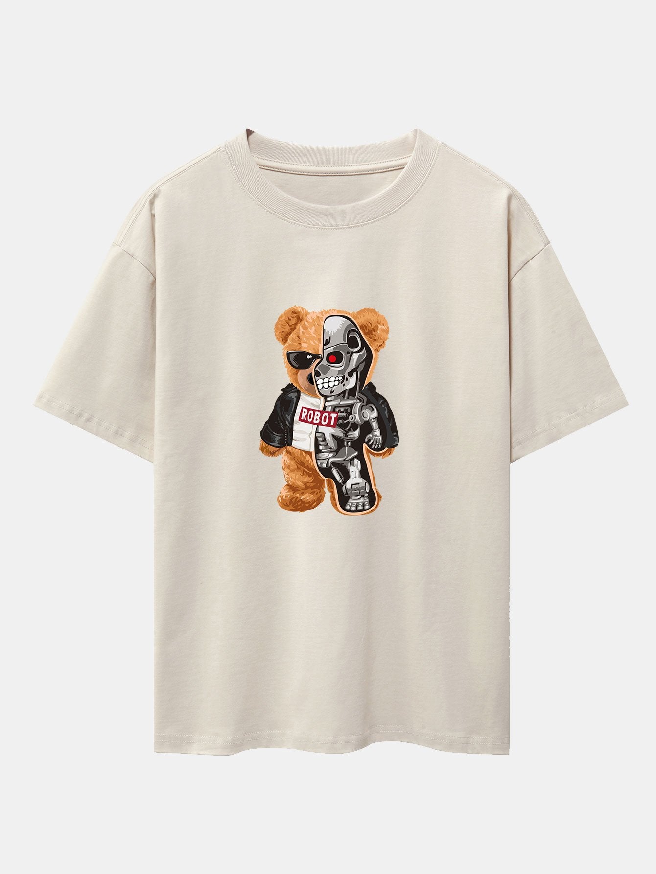 Robot Bear Print Heavy Weight Oversize T-Shirt
