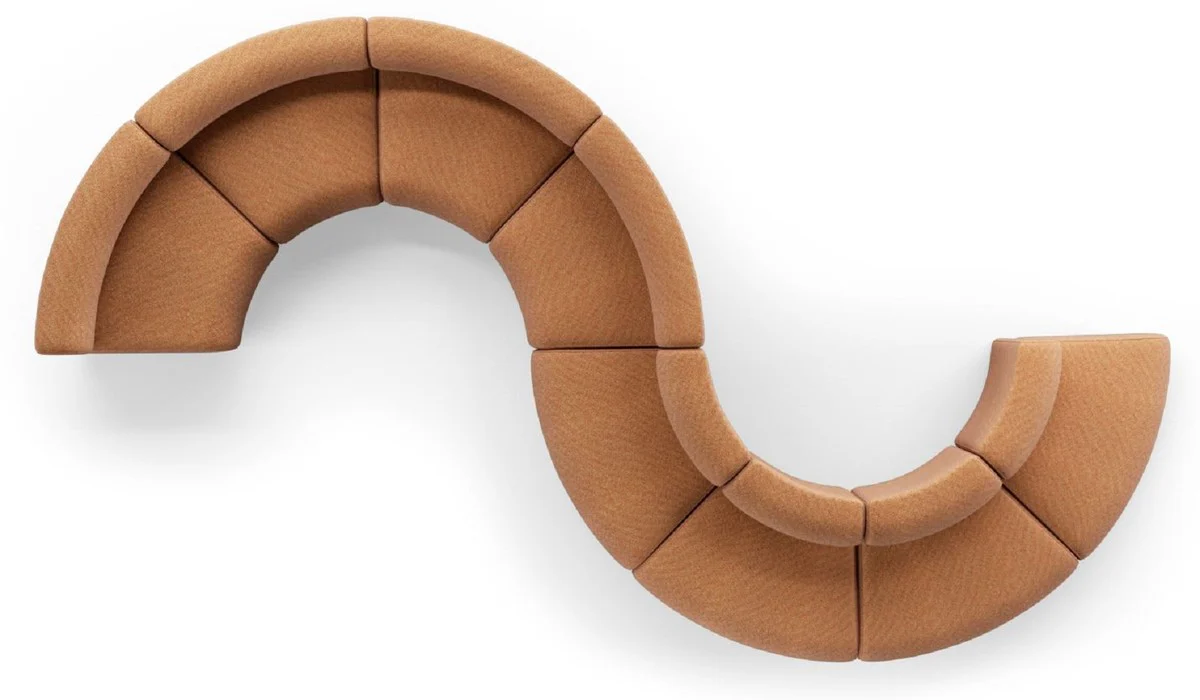 Casa Padrino sof¨¢ de lujo marr¨®n 590 x 340 x A. 72 cm - Sof¨¢ modular curvo de 8 piezas - Sof¨¢ de hotel - Muebles de sal¨®n - Muebles de hotel - Muebles de lujo