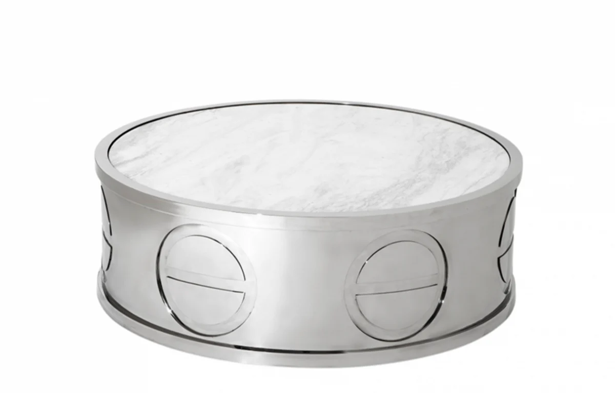 Casa Padrino Art Deco luxury coffee table with marble top 100 x H. 32 cm - living room coffee table - Limited Edition