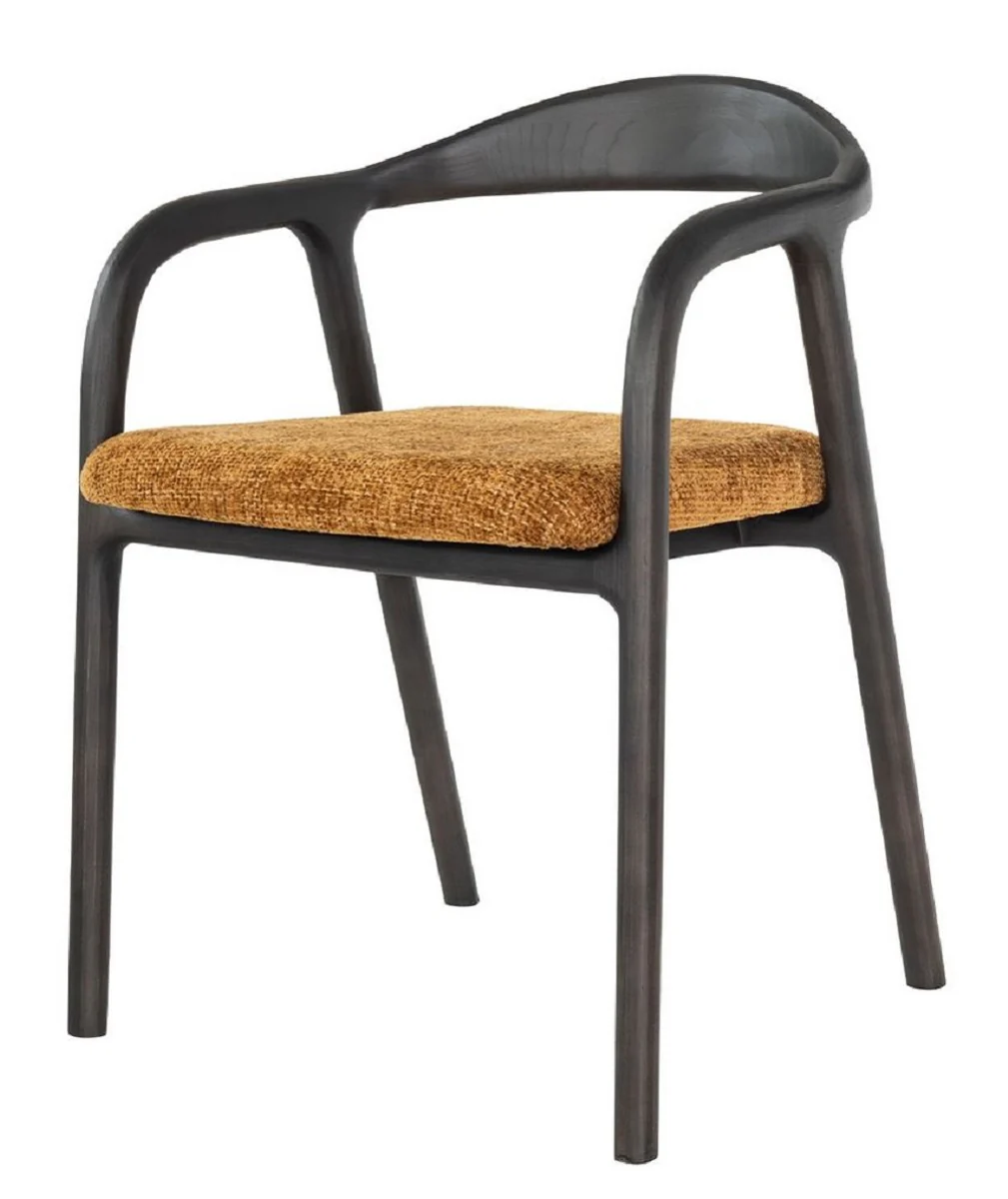 Casa Padrino silla de comedor de lujo con reposabrazos negro / marr¨®n - Muebles para hoteles y restaurantes