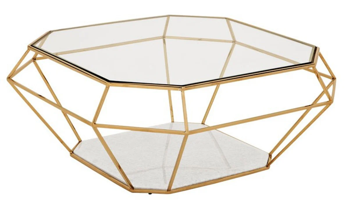 Casa Padrino luxury Art Deco coffee table glass / gold - glass table - Luxury Collection Casa Padrino luxury Art Deco coffee table glass / gold - glass table - Luxury Collection