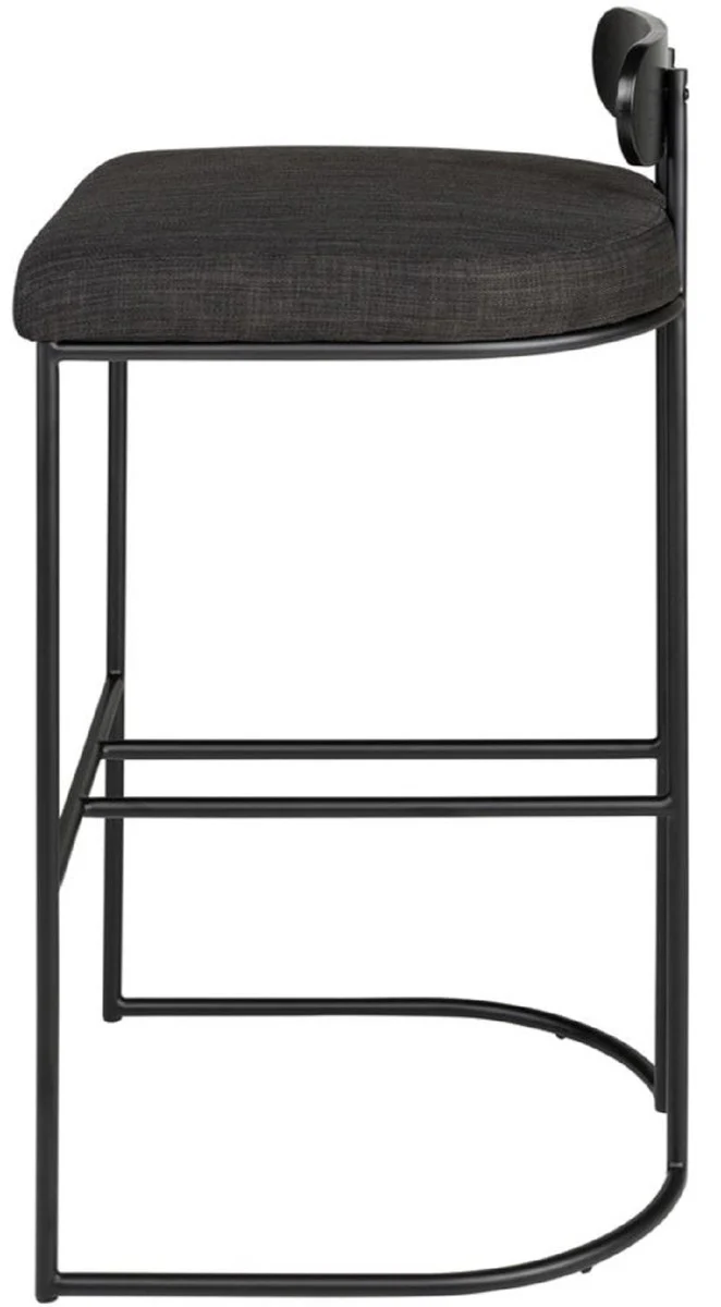 Casa Padrino silla de bar de dise?o negro 46 x 46 x A. 92 cm - Taburete de bar moderno con acero pintado en polvo - Muebles de Bar de Lujo