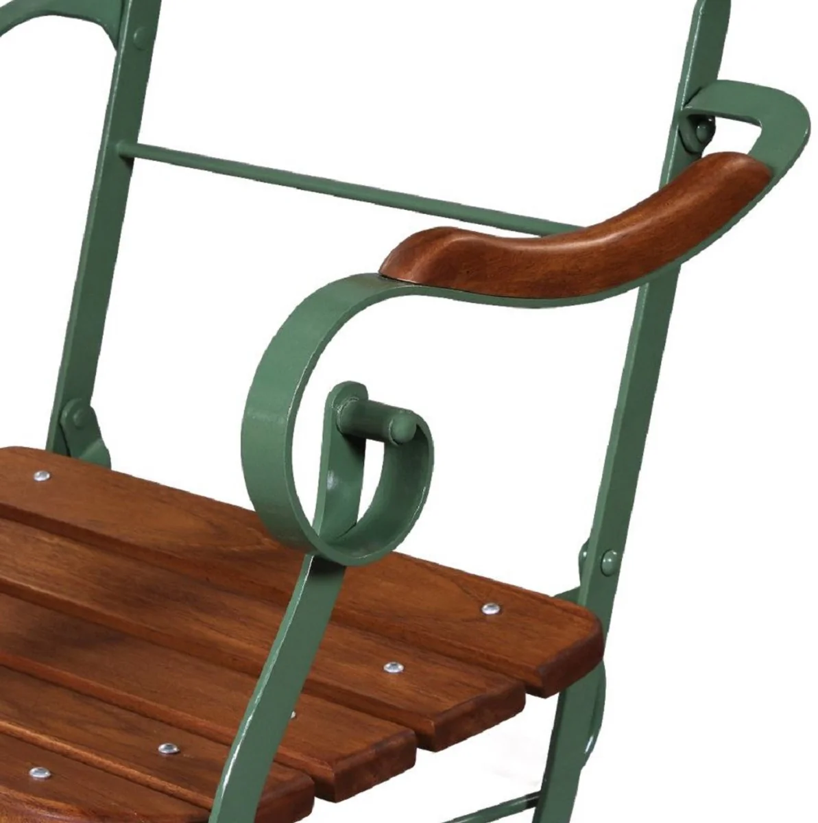 Casa Padrino silla de jardín Art Nouveau de lujo con reposabrazos marrón / verde 57 x 50 x A. 92 cm - Silla de jardín y terraza - Muebles de Jardín y Terraza Art Nouveau