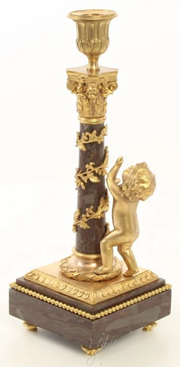 Casa Padrino juego de candelabros Art Nouveau oro / negro 11 x 12,4 x H. 31,5 cm - Decoración Barroca y Art Nouveau